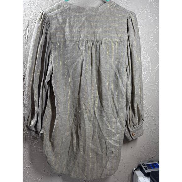 Akemi + Kin for Anthropologie Itzel Metallic Blouse Button Up Womens Size 2 - Picture 4 of 5